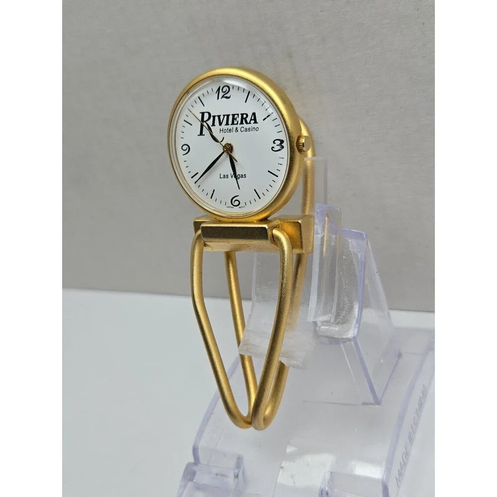 Vintage Riviera Hotel Casino Las Vegas Gold Tone Money Clip Watch New Battery
